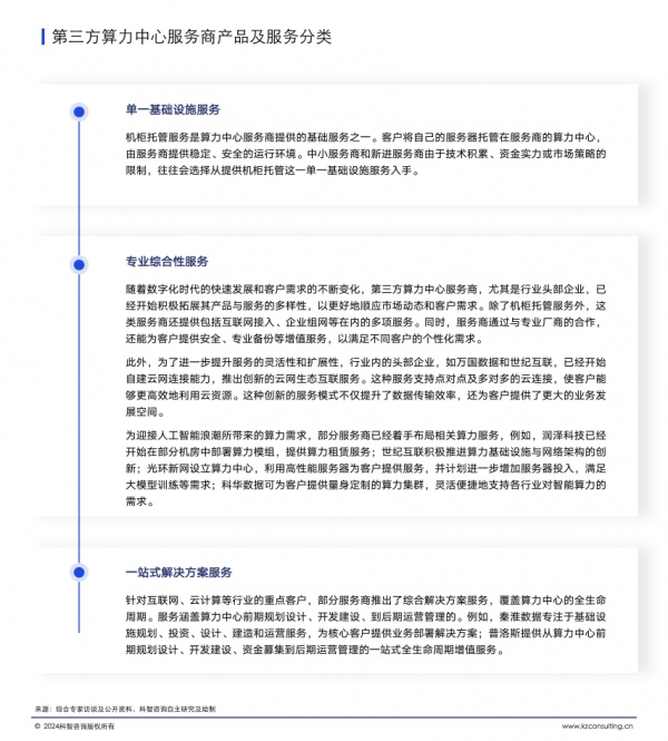 第三方算力中心服务产品及服务分类